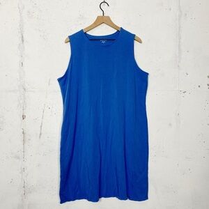 Eileen Fisher Organic Cotton Blue Sleeveless Sheath Dress Size 2X